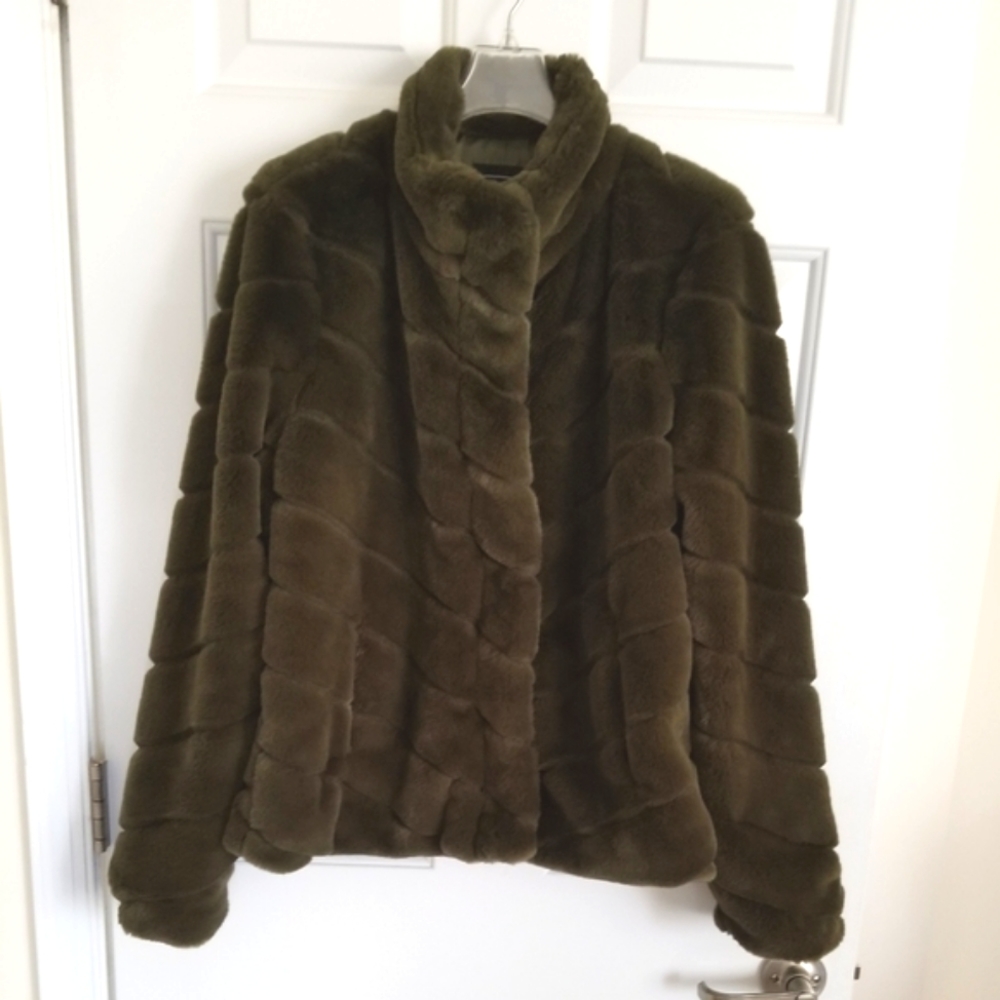 Olive green faux fur